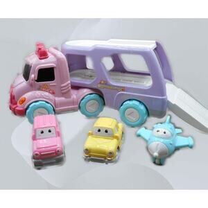 Lascoton Double-Decker Transport Truck Pink & Purple Lights & Sound Works